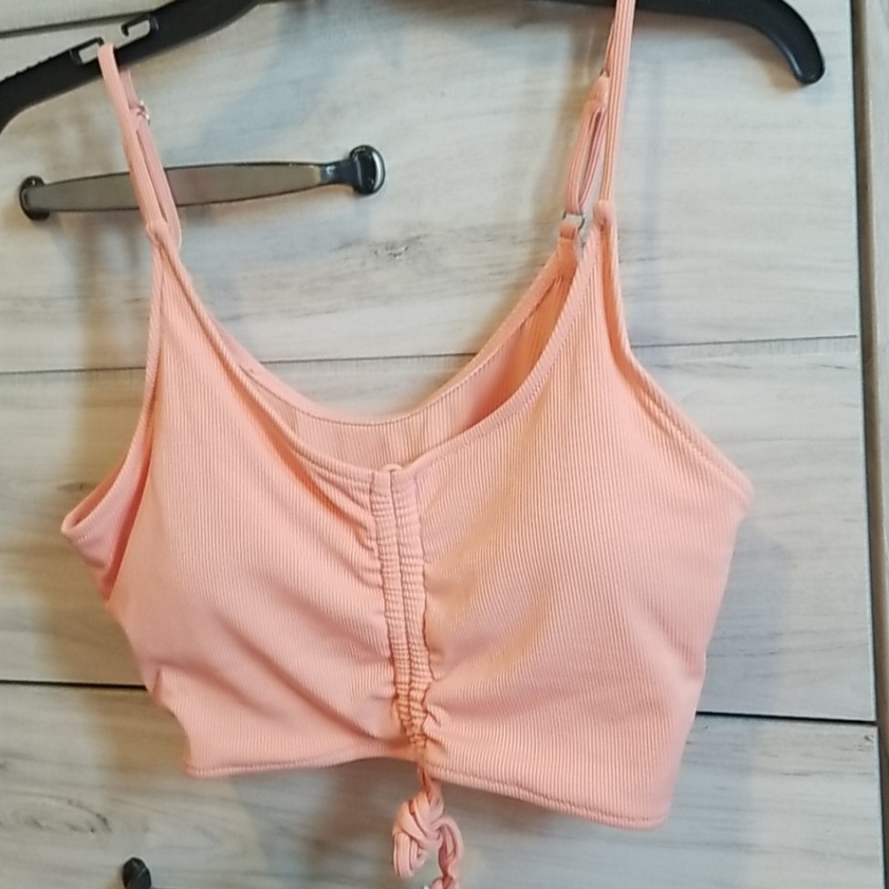 Shein rib knit high waisted drawstring bikini